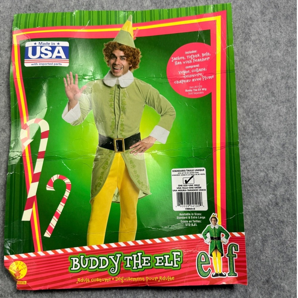 Rubies Buddy the Elf Adult Costume Christmas Movie Outfit Set Green One Size